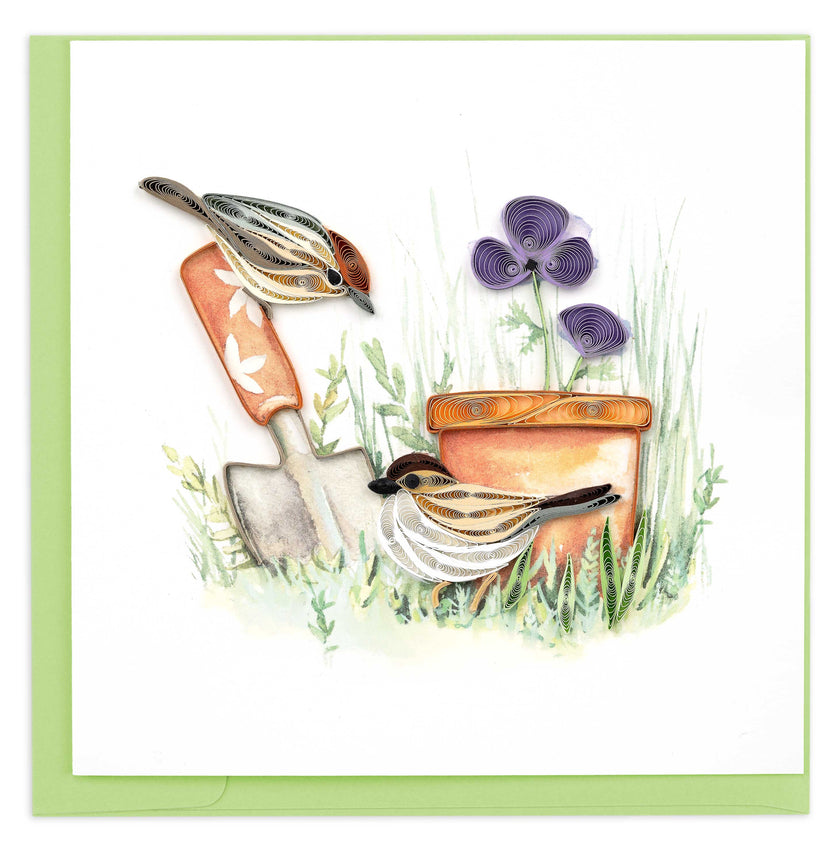 Quilled Garden Sparrow Greeting Card