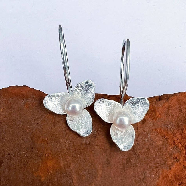 Delicate Flower and Pearl Earrings