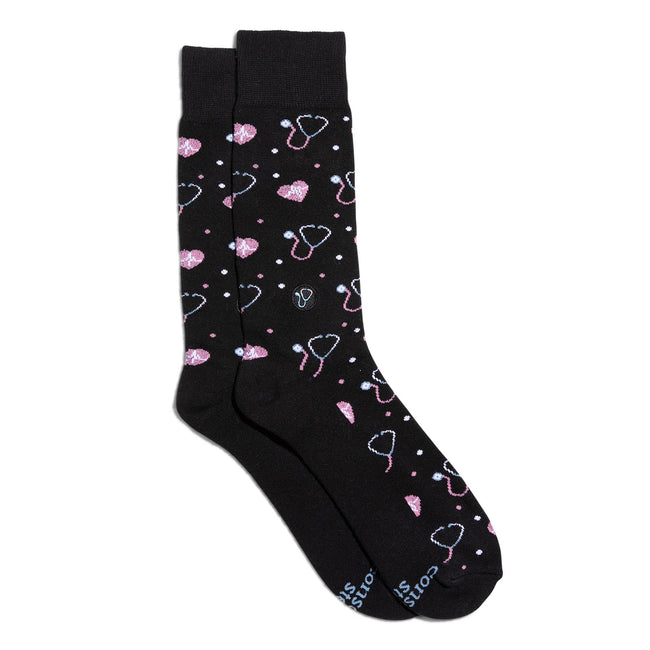 Socks that Fight Childhood Cancer: Black Stethoscopes