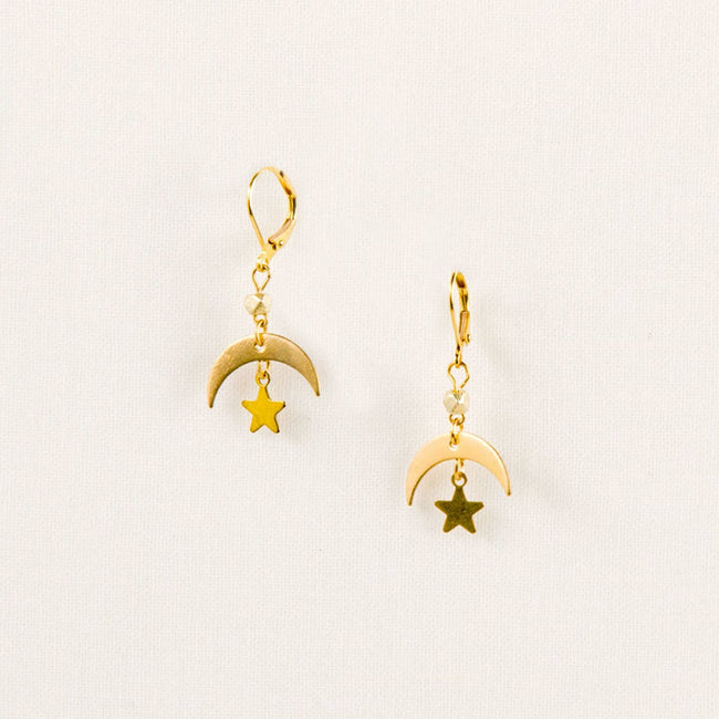 Moon and Star Earring: Gold