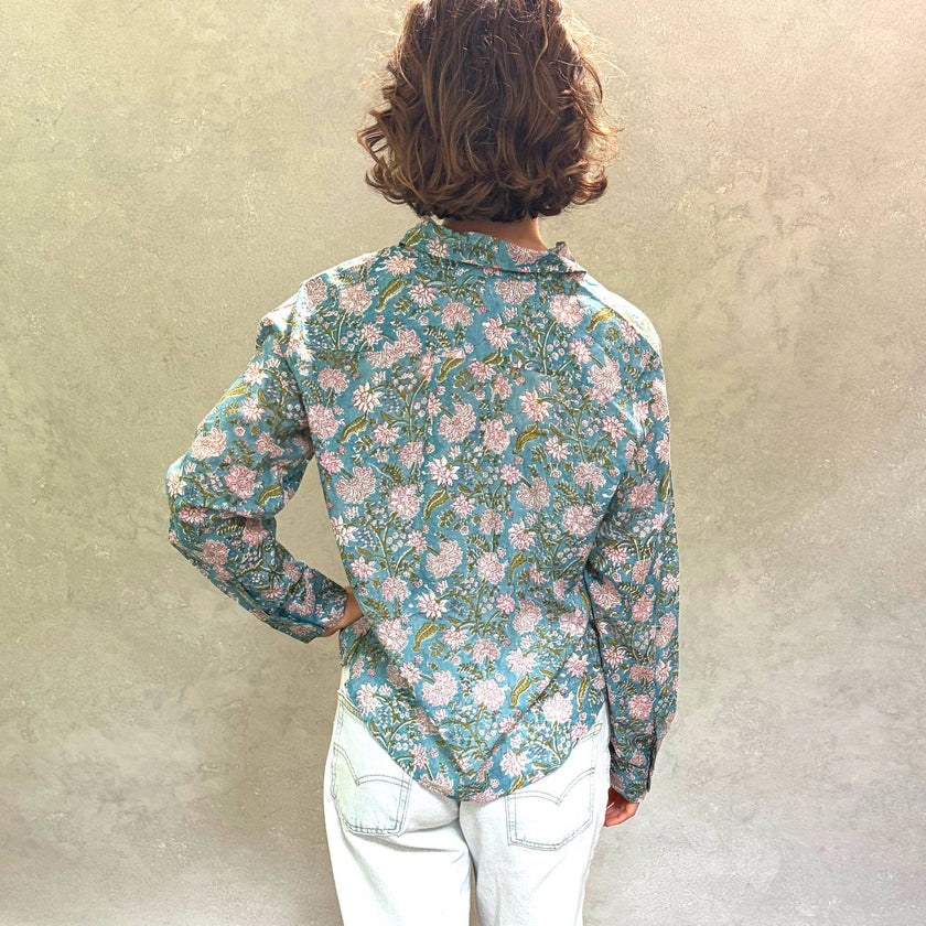 Pali Top- Bella Aqua in Lightweight Cotton