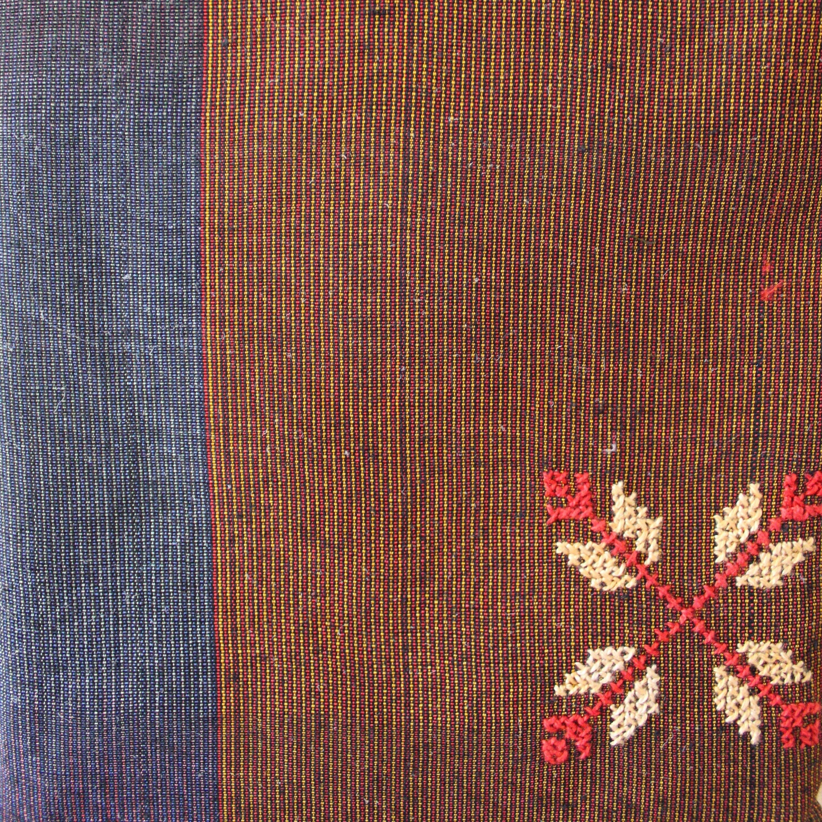 Edith Handcrafted Crossbody: Brown & Blue - Yellow & Red Embroidery