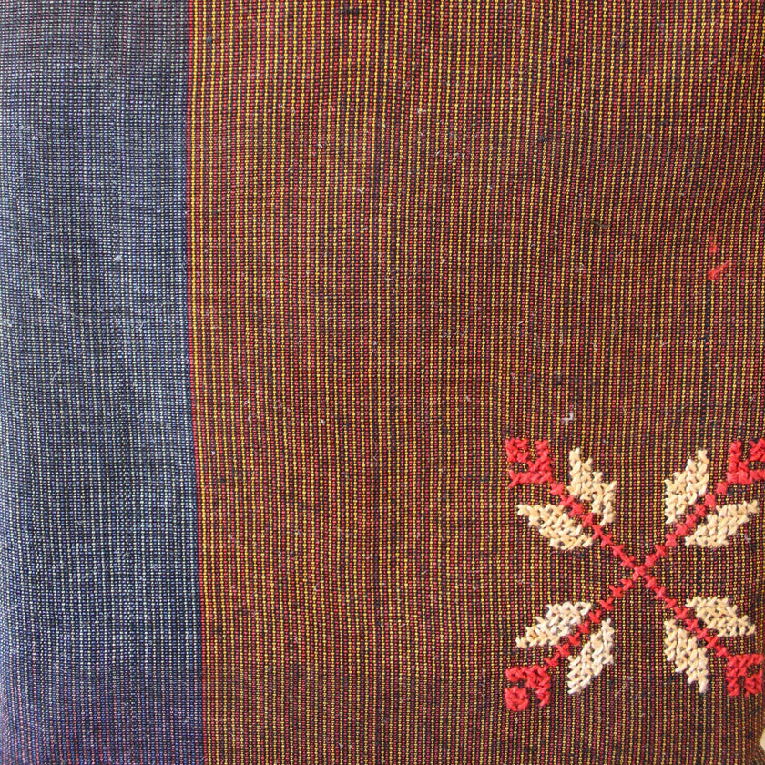 Edith Handcrafted Crossbody: Brown & Blue - Yellow & Red Embroidery