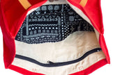 Canvas Tote Bag – Leather Handle Shoulder Bag: Navy blue