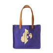 Canvas Tote Bag – Leather Handle Shoulder Bag: Navy blue