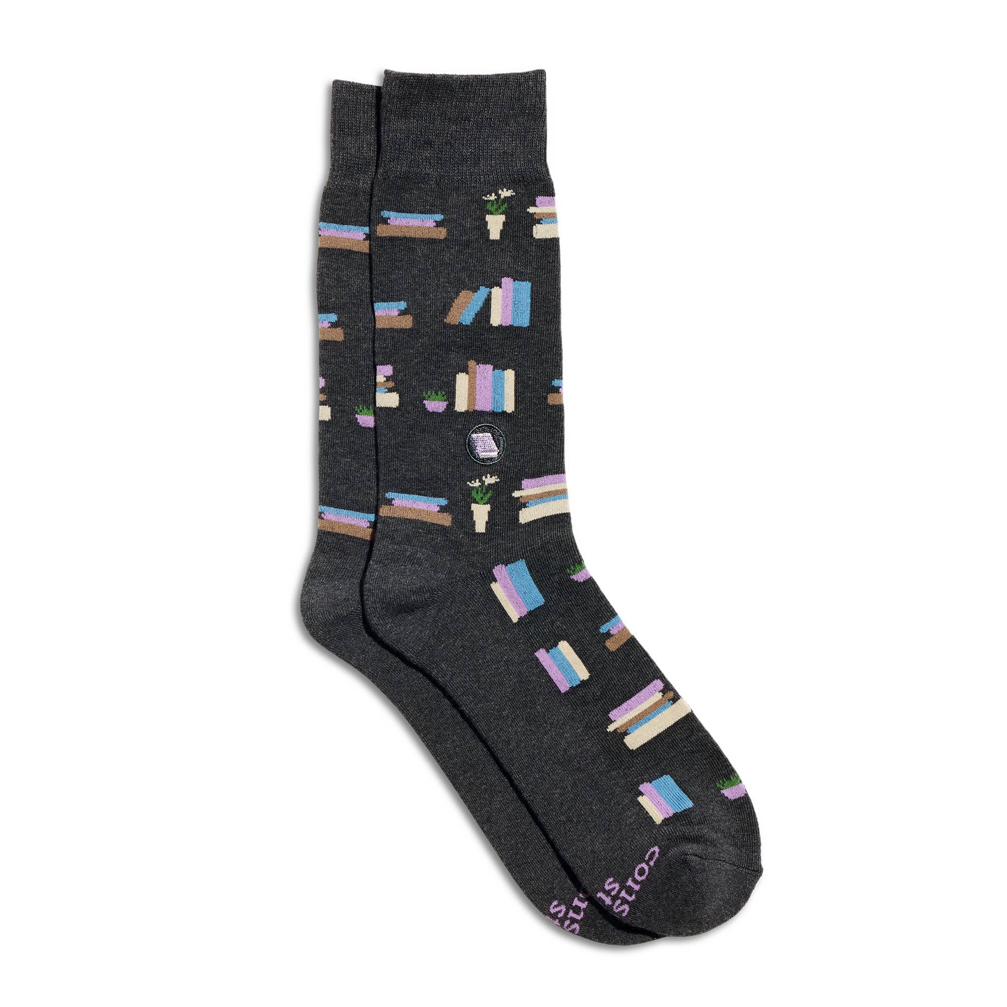 Socks that Give Books: Gray Bookshelves