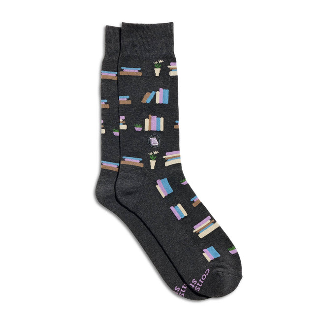 Socks that Give Books: Gray Bookshelves