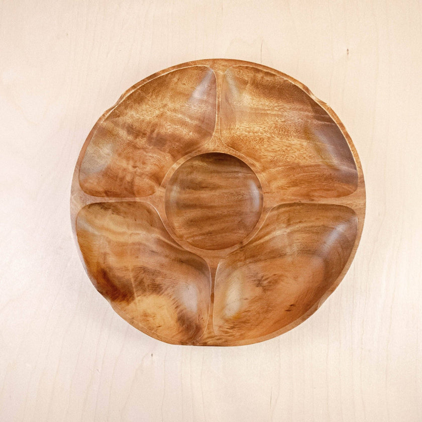 5-Compartment Serving Tray - Acacia Wood