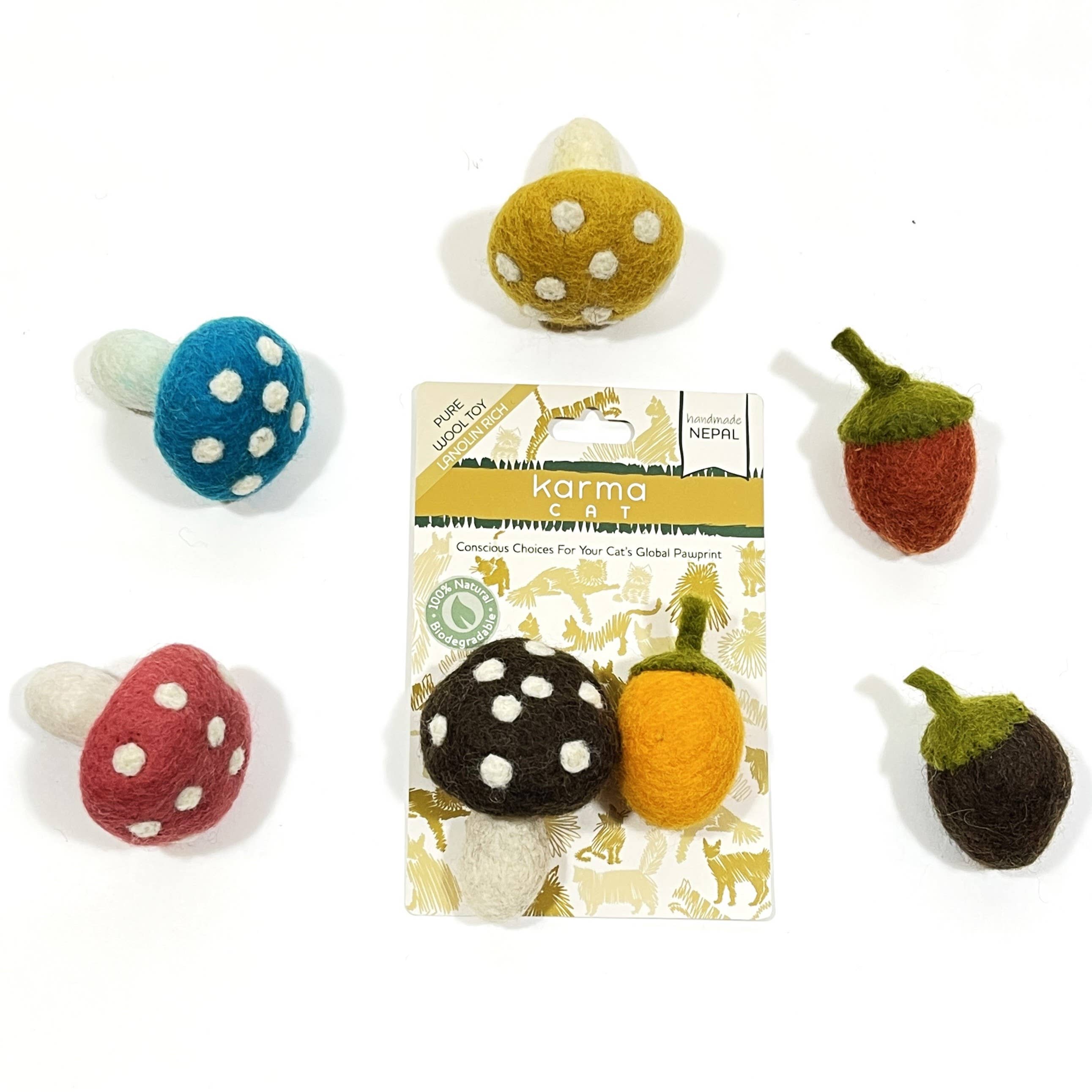 Cat Toy, Pack 2, Mushroom & Acorn