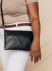 Woven Crossbody Clutch: Black