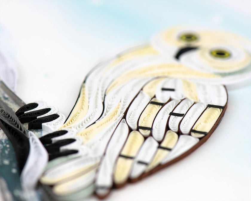 Snowy Owl Quilled Greeting Card