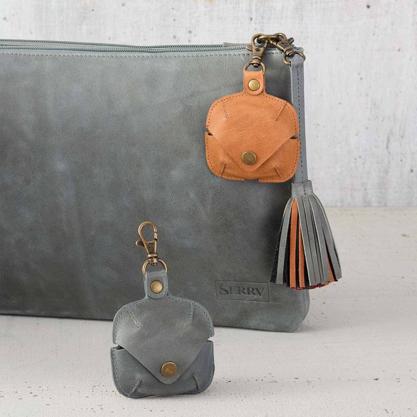 Camel Tan Leather Earbud Case