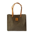 Canvas Tote Bag – Leather Handle Shoulder Bag: Jungle Green