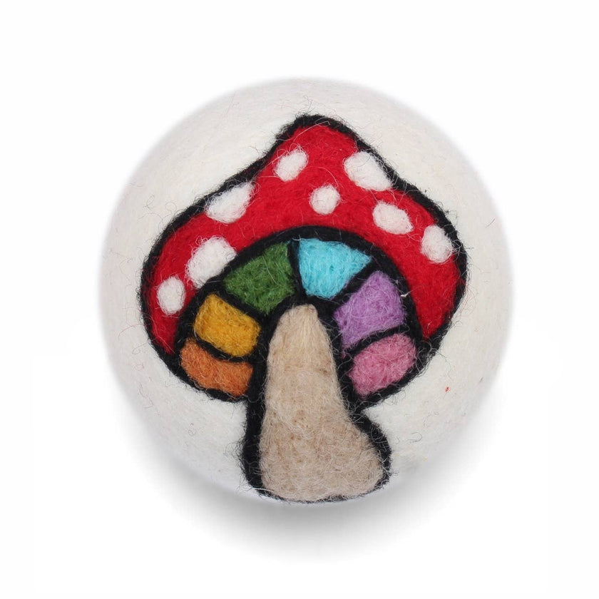 Mushrooms: Eco Wool Dryer Balls: Colorful Red