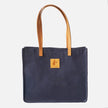 Canvas Tote Bag – Leather Handle Shoulder Bag: Navy blue