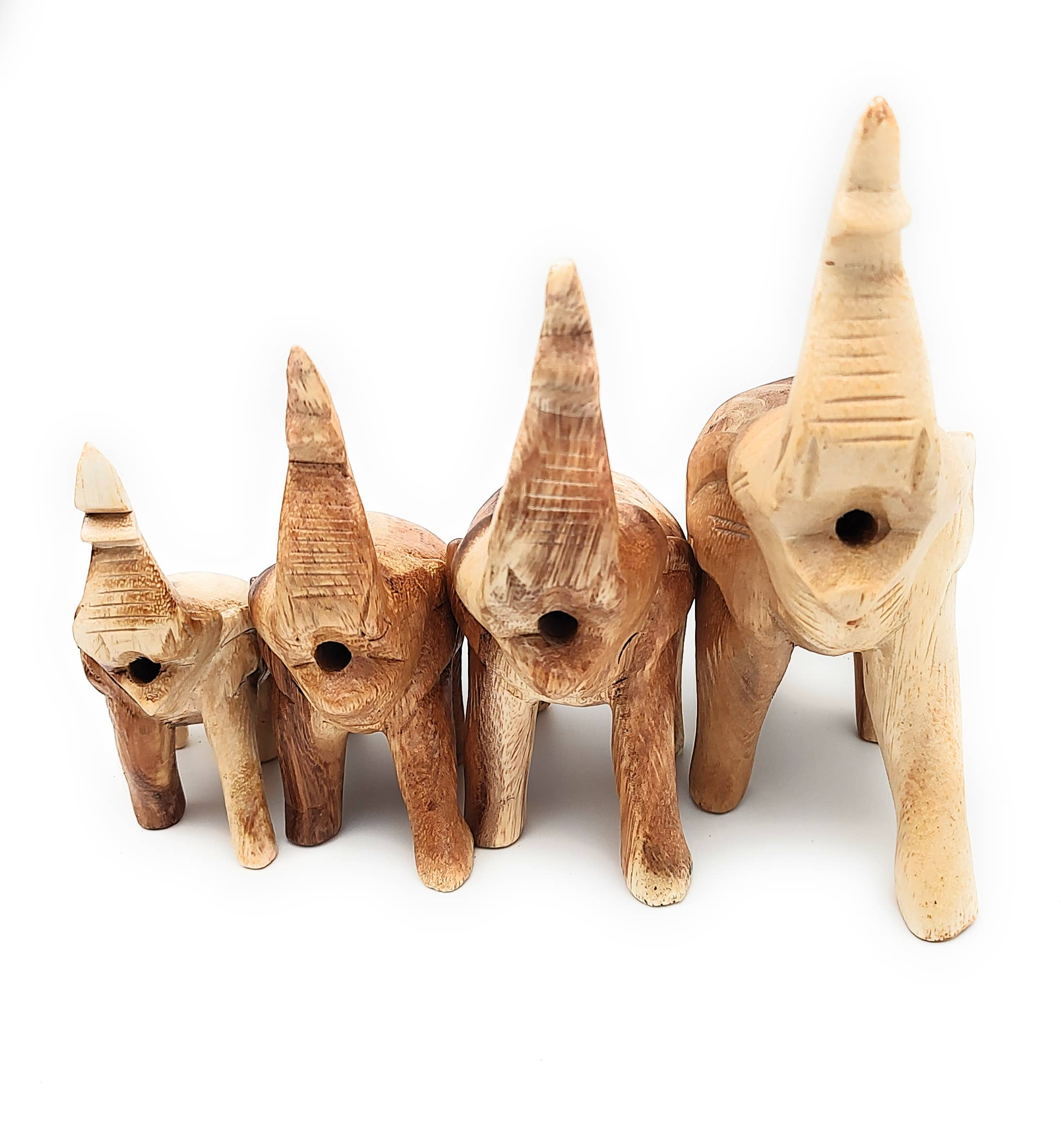 Wooden Trumpeting Elephant