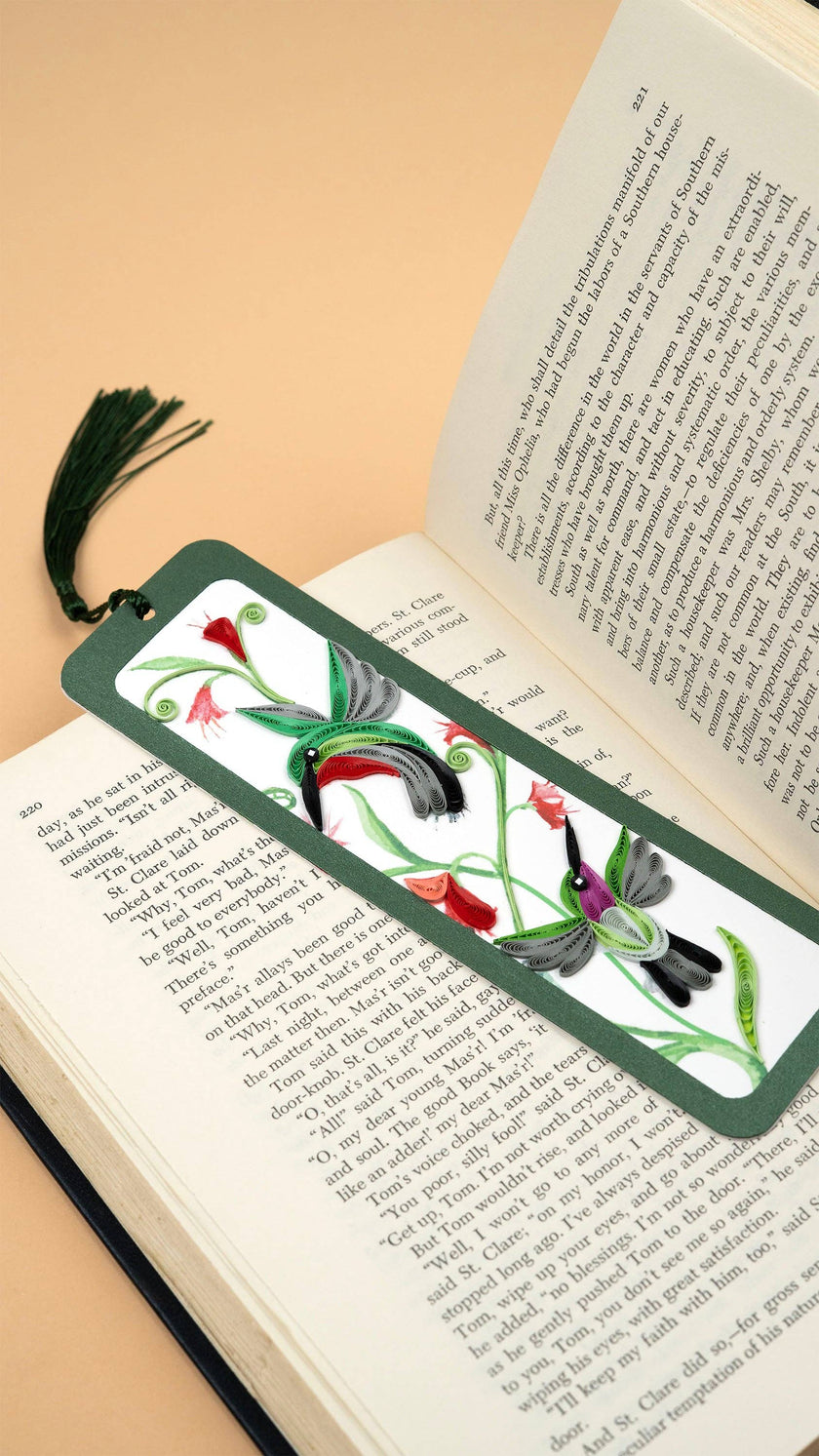 Handmade Quilled Paper Hummingbirds Bookmark