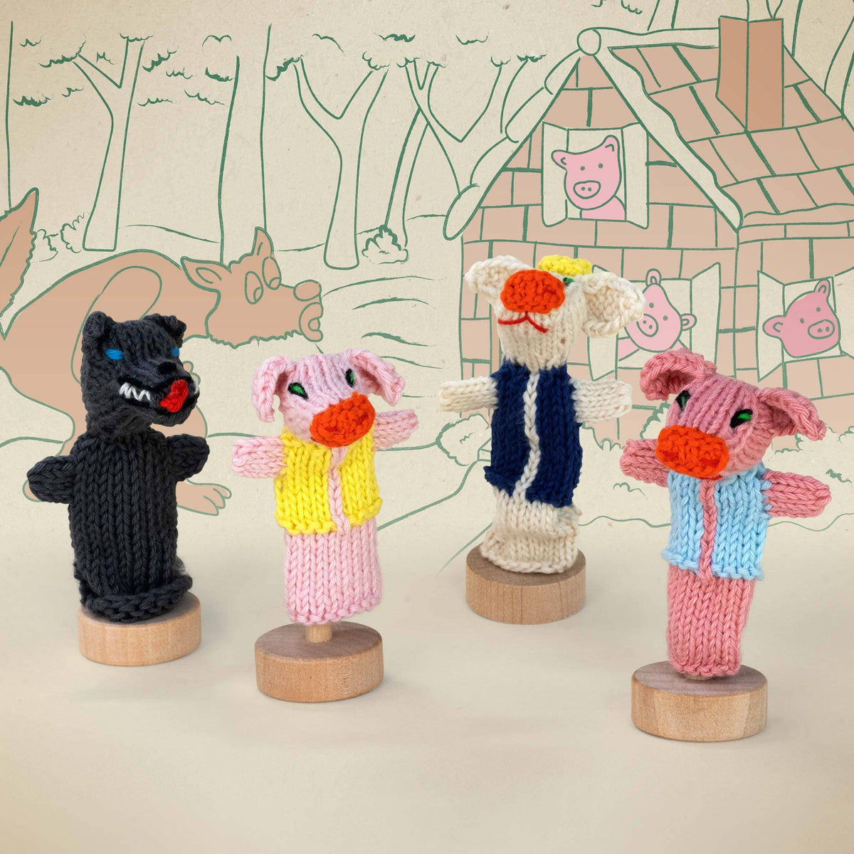 Finger Puppet Three Little Pigs: Set of 4