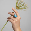 Handmade Brass Ring - Faience Scarab: Turquoise