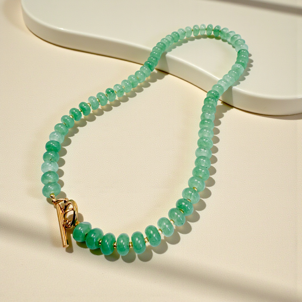 Bold Gemstone Beaded Necklace: Green Jade