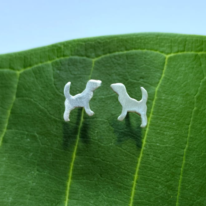 Tiny Dog Studs - Sterling Silver, Indonesia