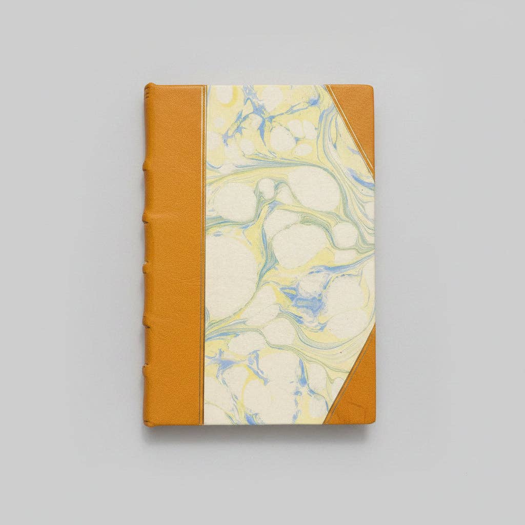 Handcrafted Marbled Paper Journal - Mustard