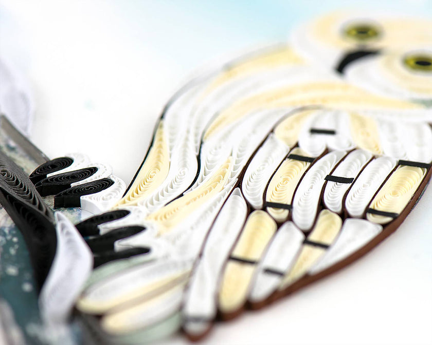 Snowy Owl Quilled Greeting Card