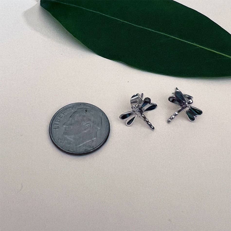 Abalone Dragonfly Studs