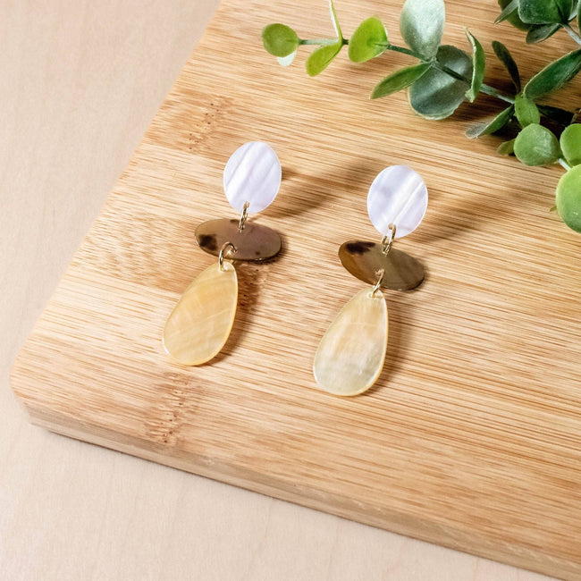 Mother of Pearl Tricolor Dangle Earrings