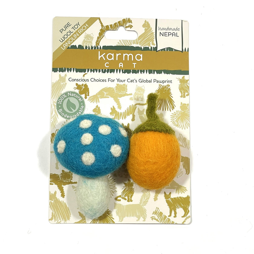 Cat Toy, Pack 2, Mushroom & Acorn