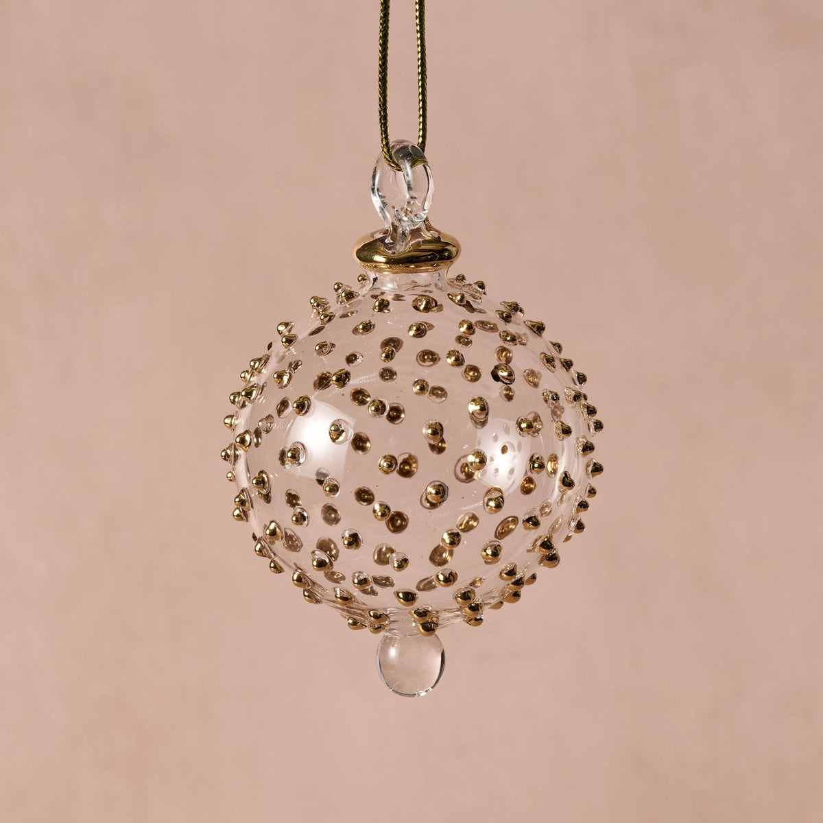 Lill Glass Ball Ornament - Gold Dots