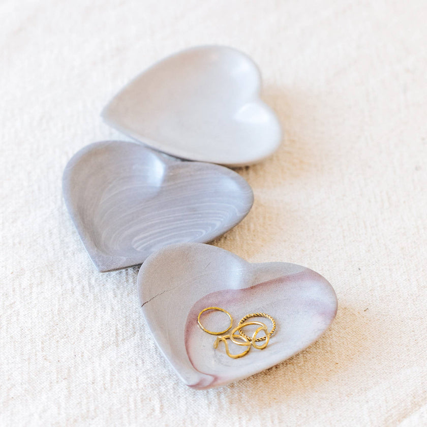 Soapstone Heart Dish: Storm
