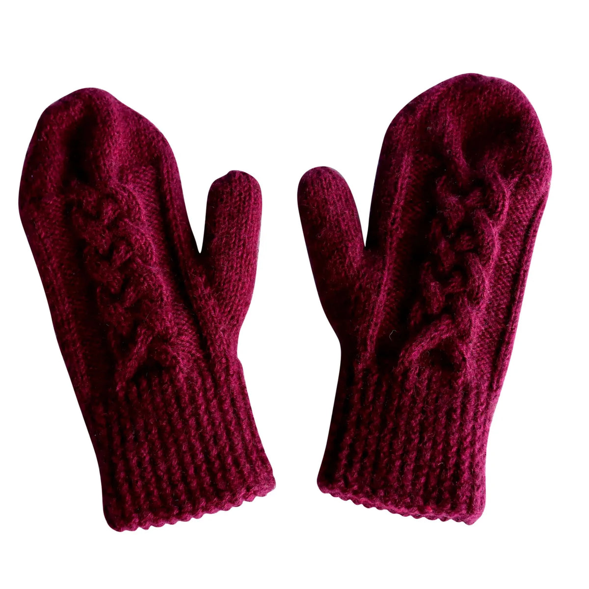 Cable Mittens - Cranberry