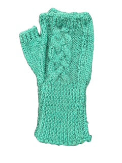 Cable Fingerless Mittens - Moss