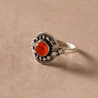 Ghera Adjustable Silvertone Onyx Stone Ring