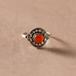 Ghera Adjustable Silvertone Onyx Stone Ring