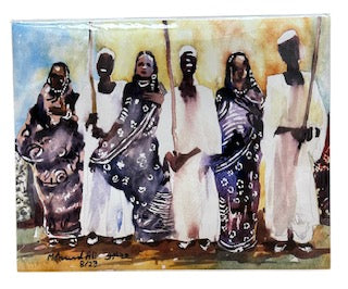 Black/White Dancers Watercolor Art