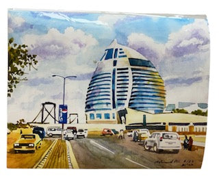 Corinthia Tower in Khartoum Watercolor Art