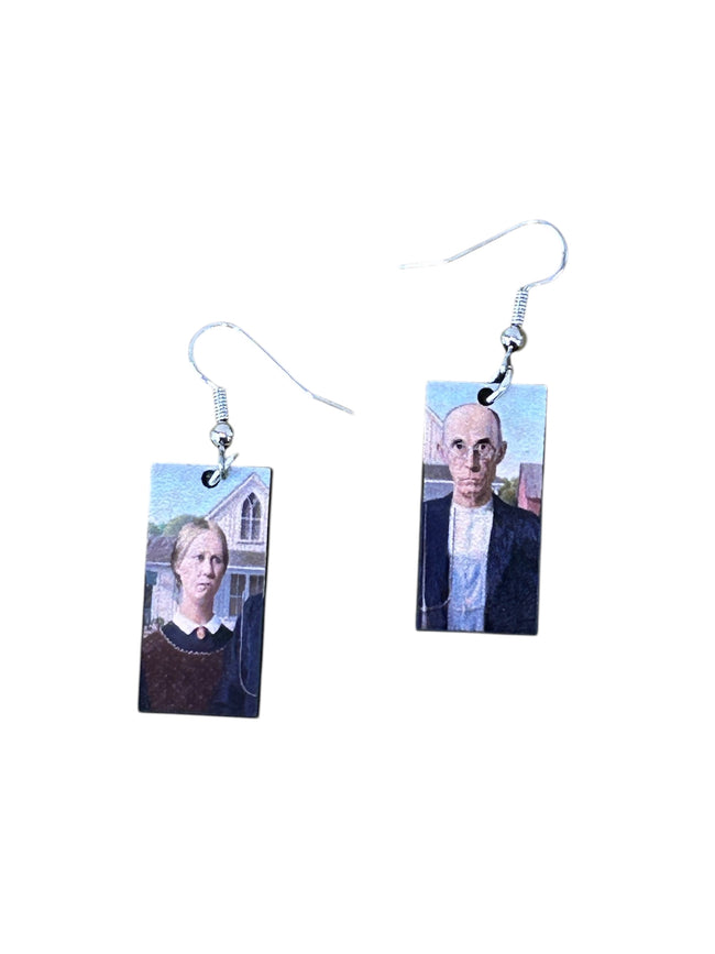 Famous Art Paintings Dangle Earrings: American Gothic