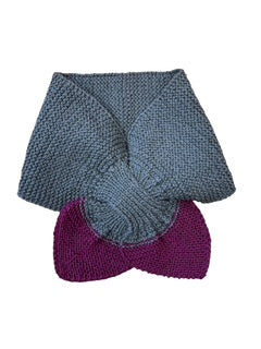 Butterfly Neck Scarf - Gray/Magenta