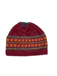 Fall Floral Merino Cap - Red/Orange