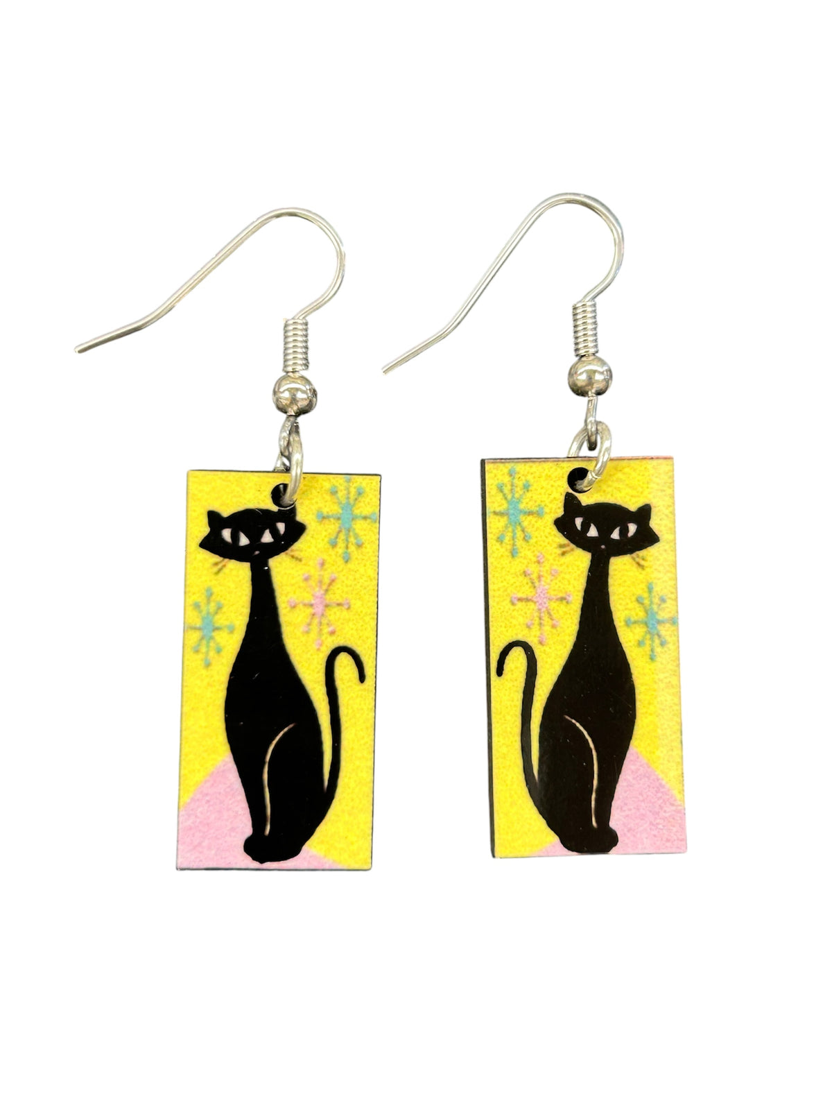 Atomic Cats Mid Century Style Dangle Earrings