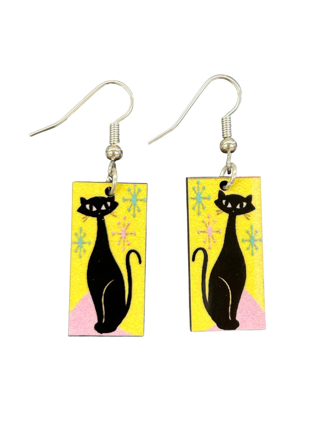 Atomic Cats Mid Century Style Dangle Earrings