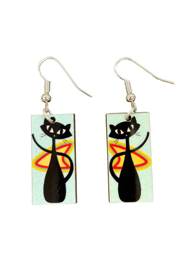 Atomic Cats Mid Century Style Dangle Earrings