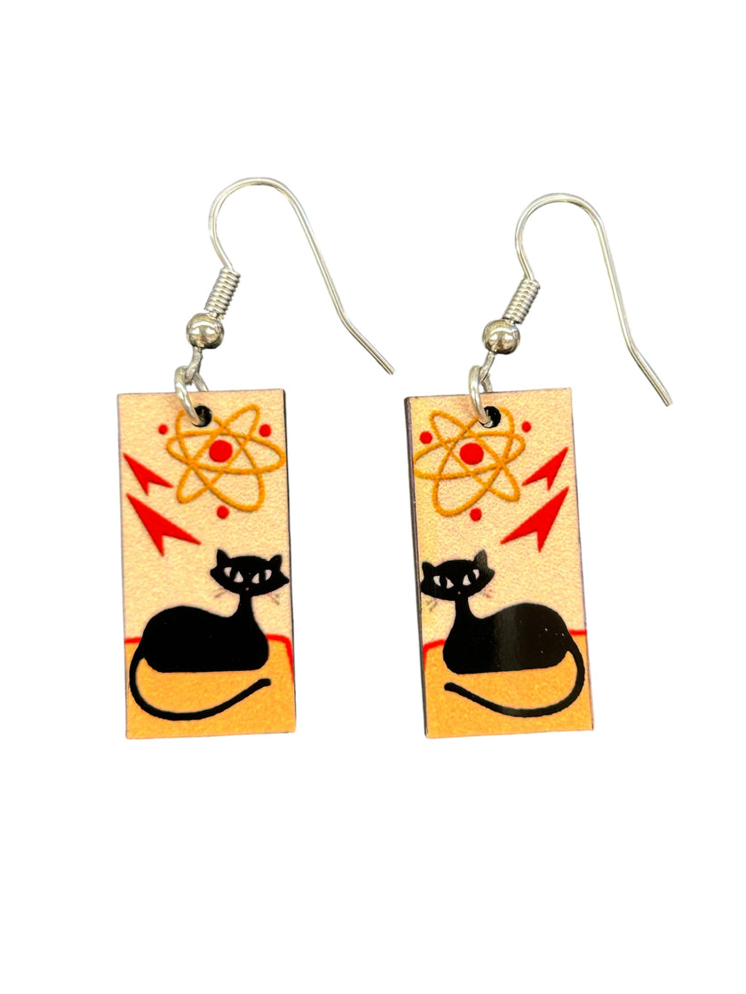 Atomic Cats Mid Century Style Dangle Earrings