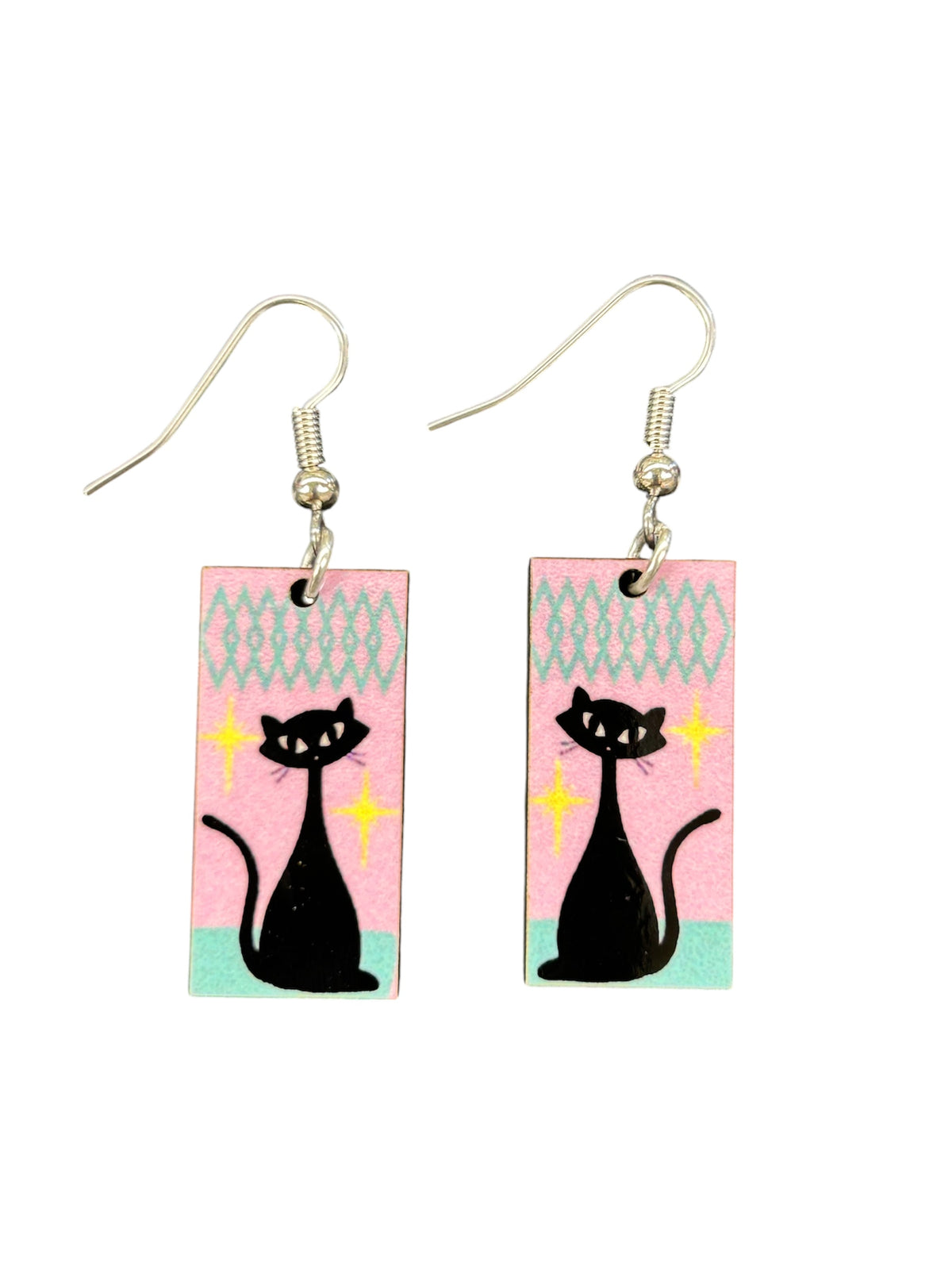 Atomic Cats Mid Century Style Dangle Earrings