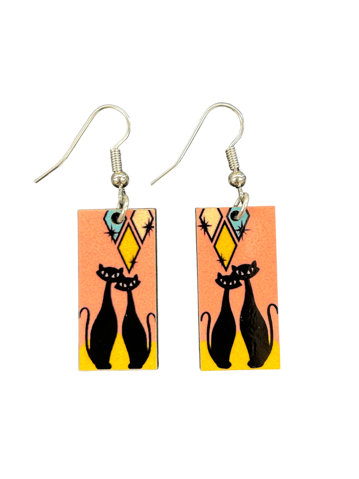Atomic Cats Mid Century Style Dangle Earrings