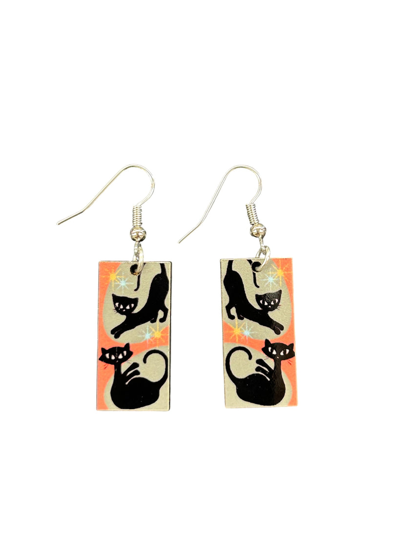 Atomic Cats Mid Century Style Dangle Earrings