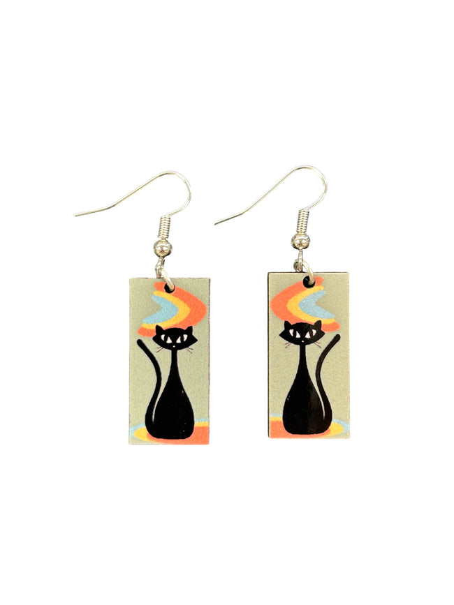 Atomic Cats Mid Century Style Dangle Earrings