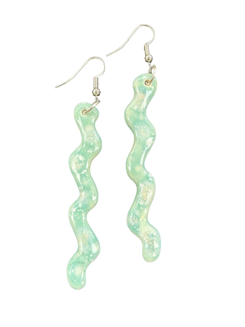 Ceramic Squiggle Dangle Earrings